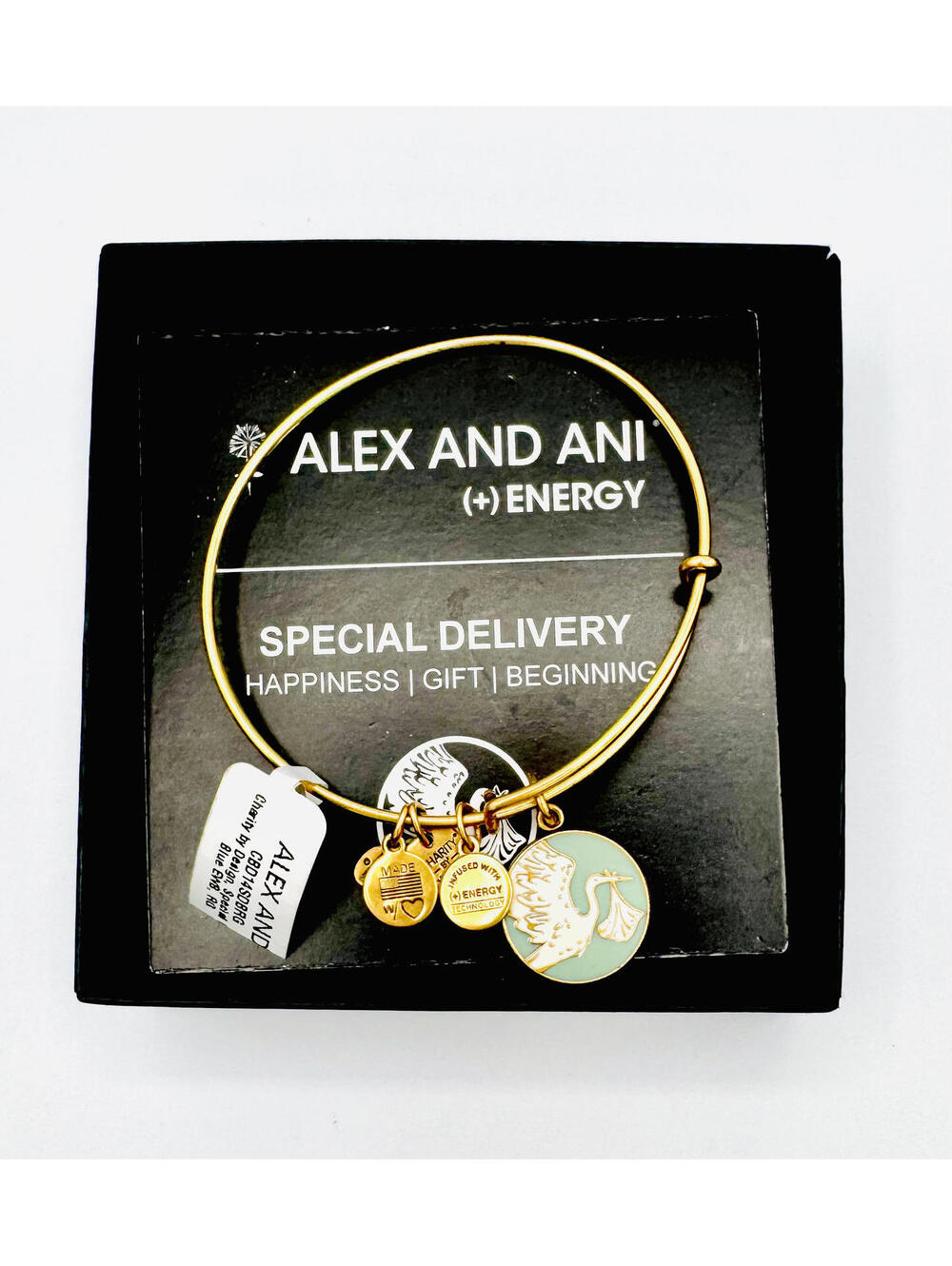 Alex and Ani NWT in box adjustable gold tone "Special Delivery" bangle - Picture 1 of 5